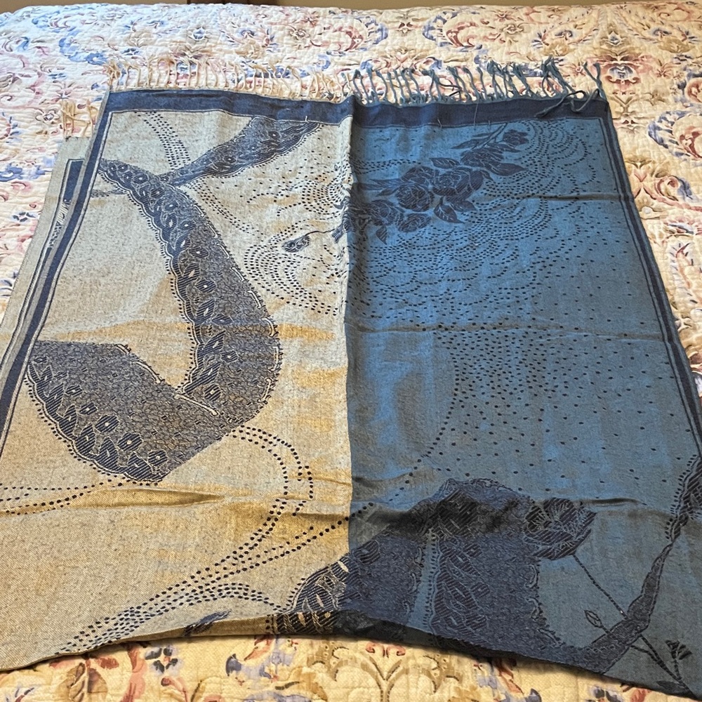 Blue & Cream Pashmina